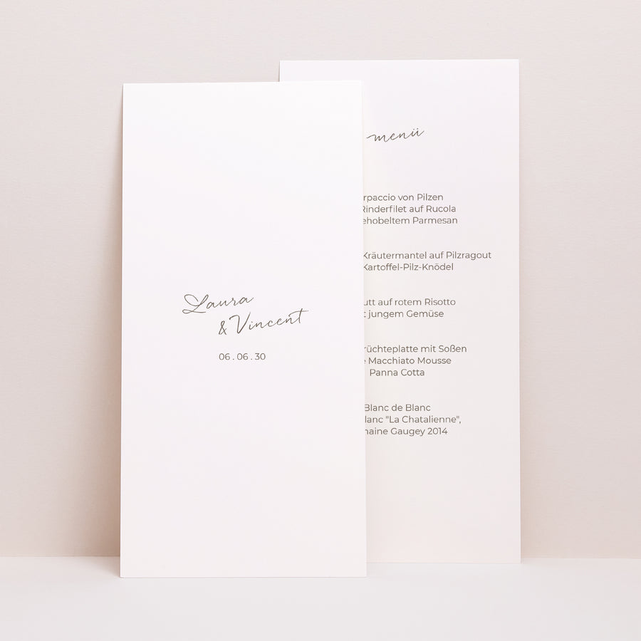 Menükarte Hochzeit Panoramatisches Porträt Mama und Papa heiraten II foto