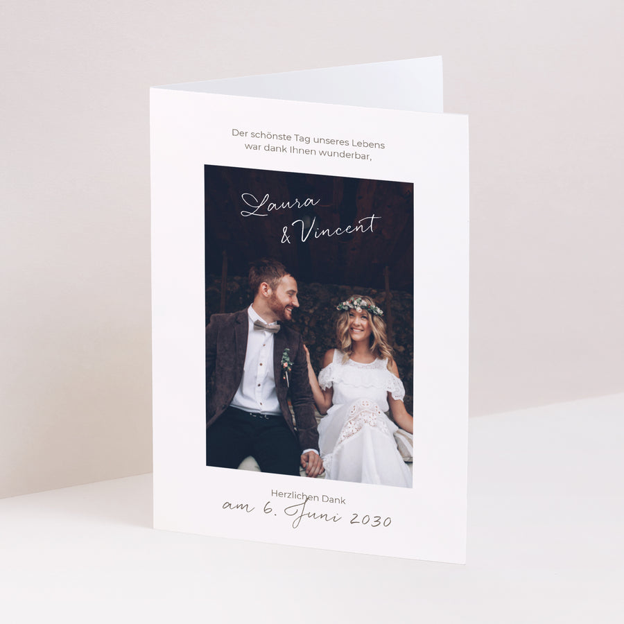 Dankeskarte Hochzeit Doppelflügelporträt Mama und Papa heiraten II foto