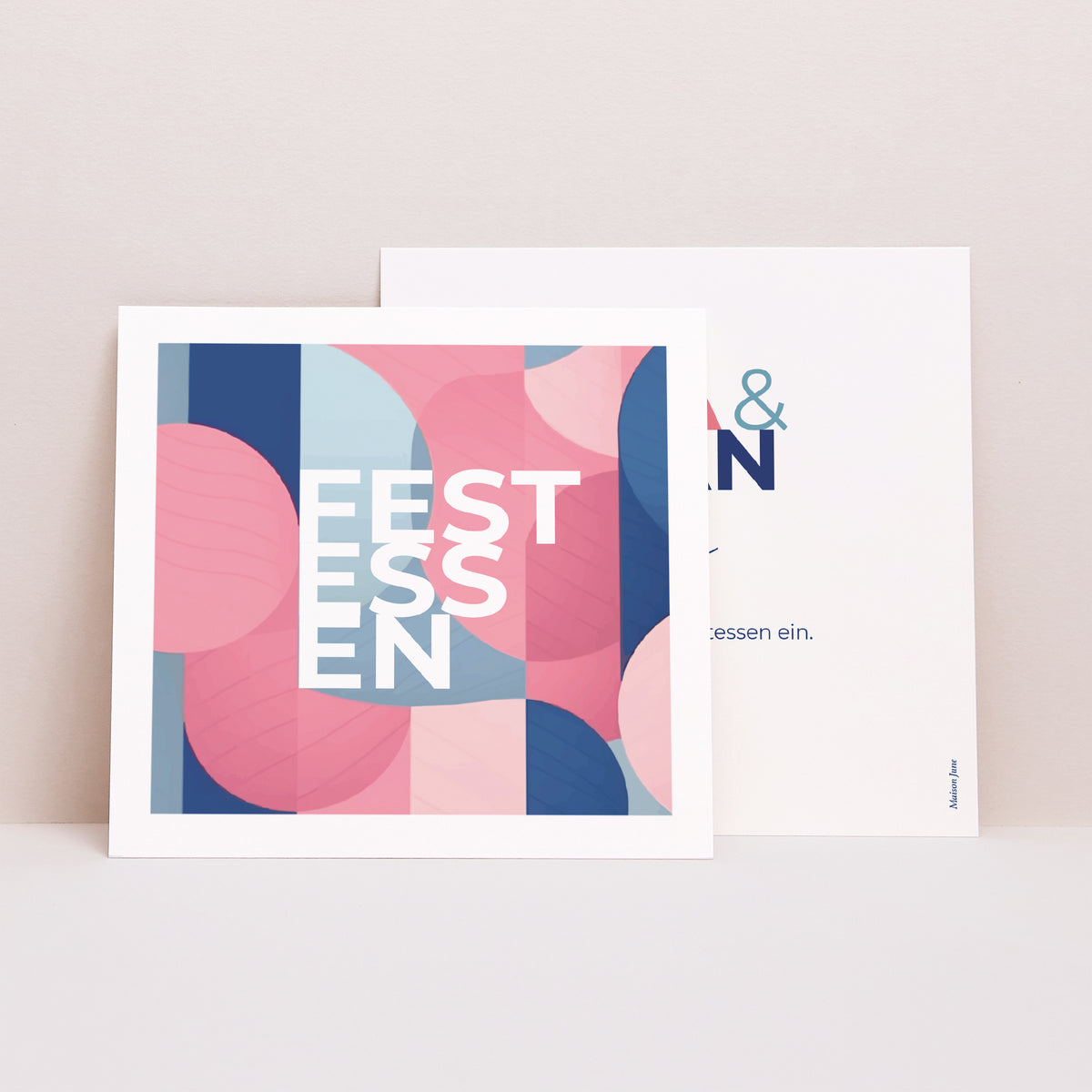 Einladungskarte Hochzeit Quadrat Pink & Blue foto