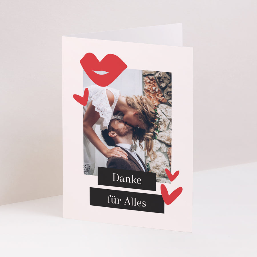 Dankeskarte Hochzeit Doppelflügelporträt foto