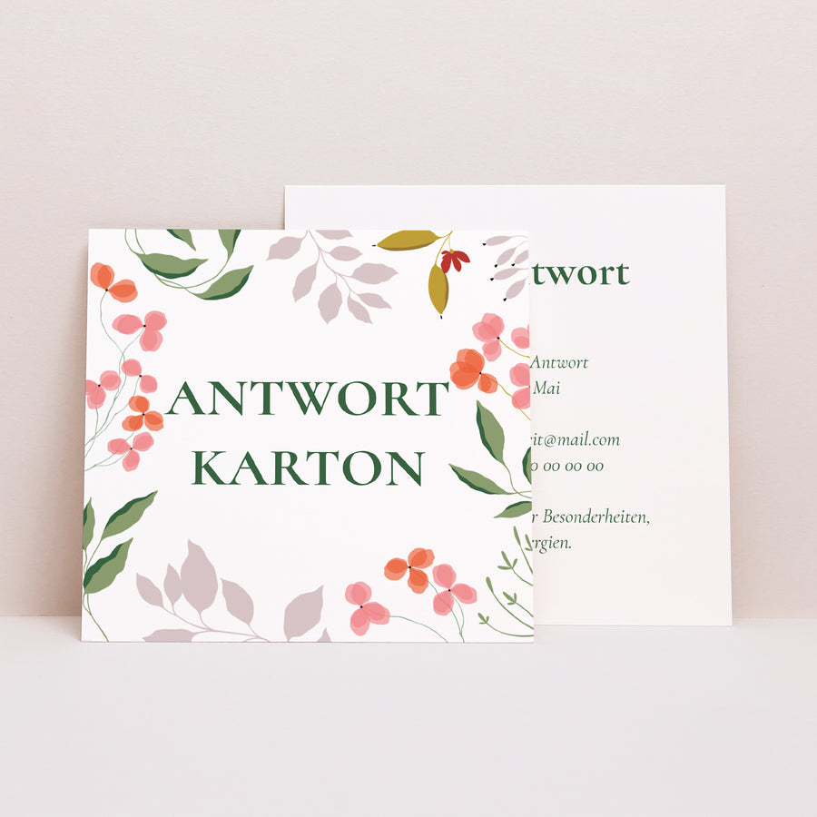 Antwortkarte Hochzeit Quadrat Pflanzrahmen III foto