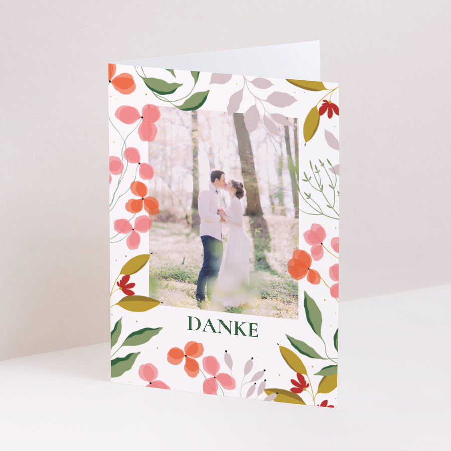 Dankeskarte Hochzeit Doppelflügelporträt Pflanzrahmen III foto
