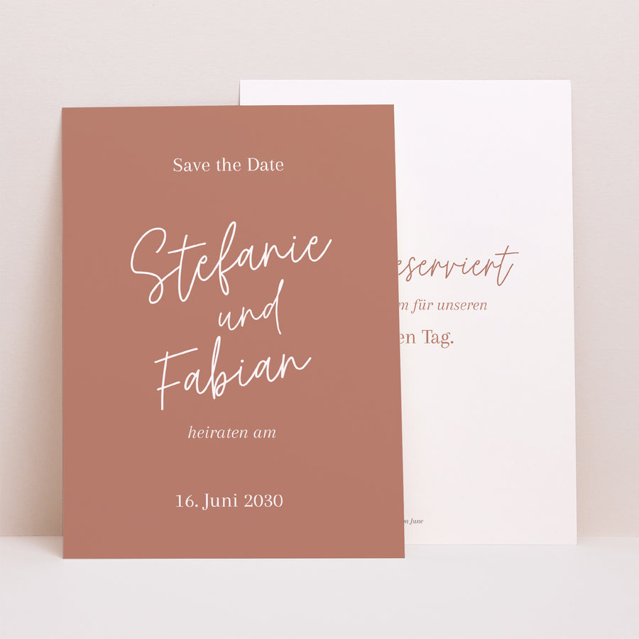 Save the date Karte Hochzeit Porträt Ziegelstaub foto