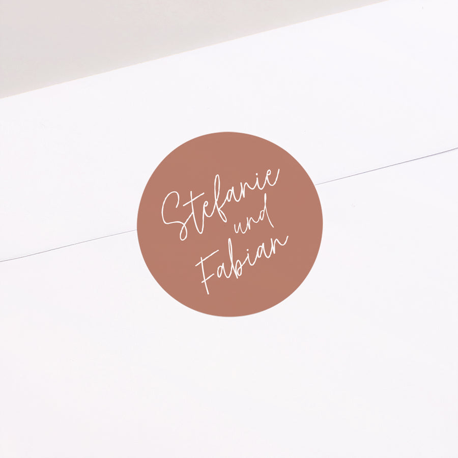 Sticker Hochzeit Rund Ziegelstaub foto