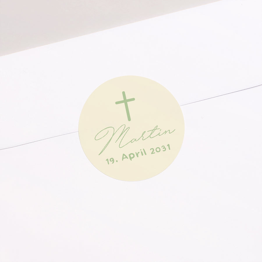 Sticker Taufe Rund Taufe mit Blumen foto
