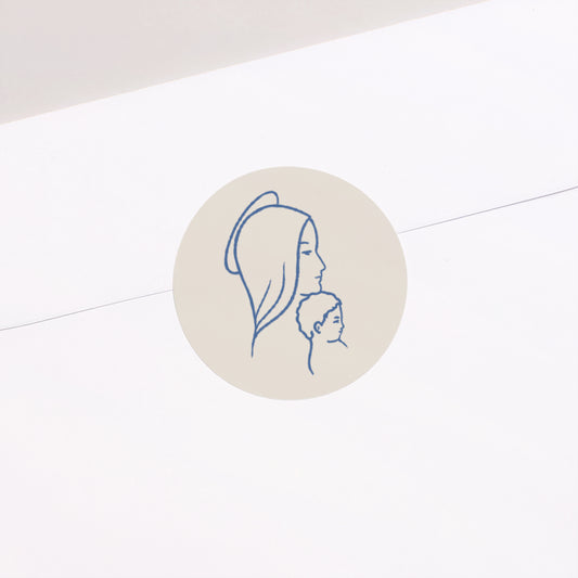Sticker Taufe Rund Jungfrau mit Kind foto