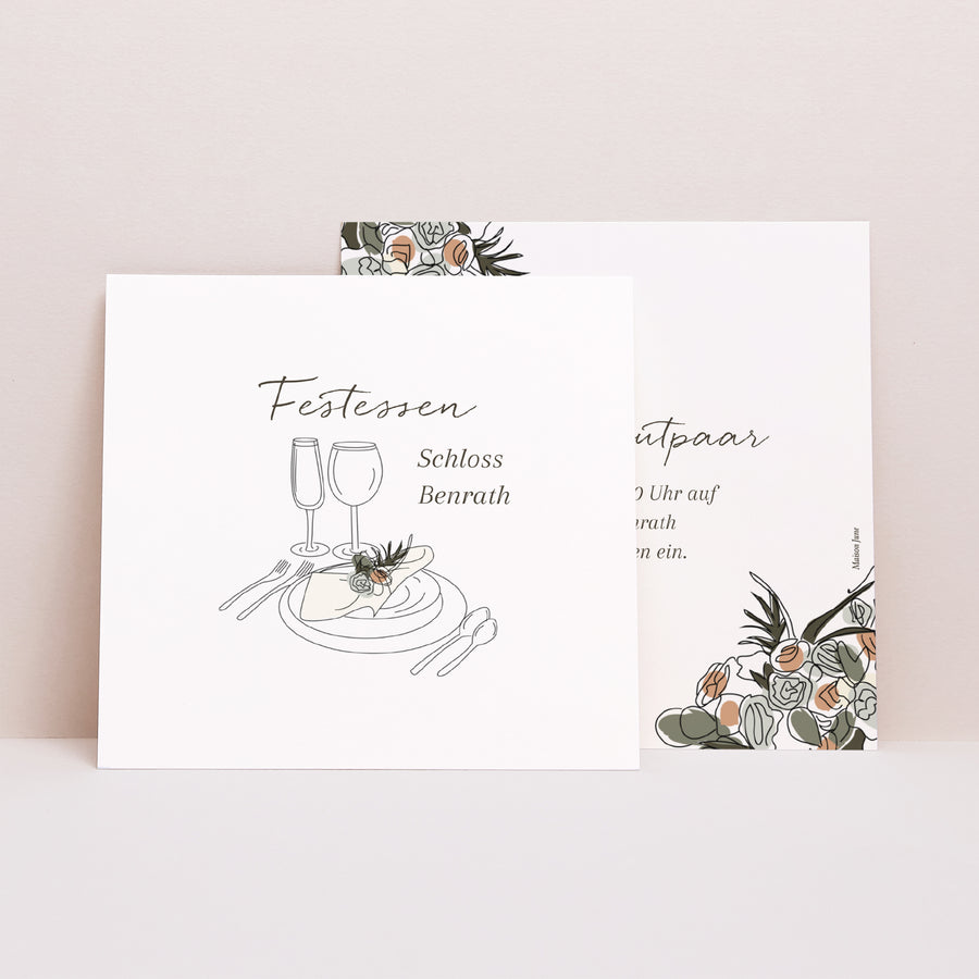 Beilegekarte Hochzeit Quadrat Böhmisches Paar foto