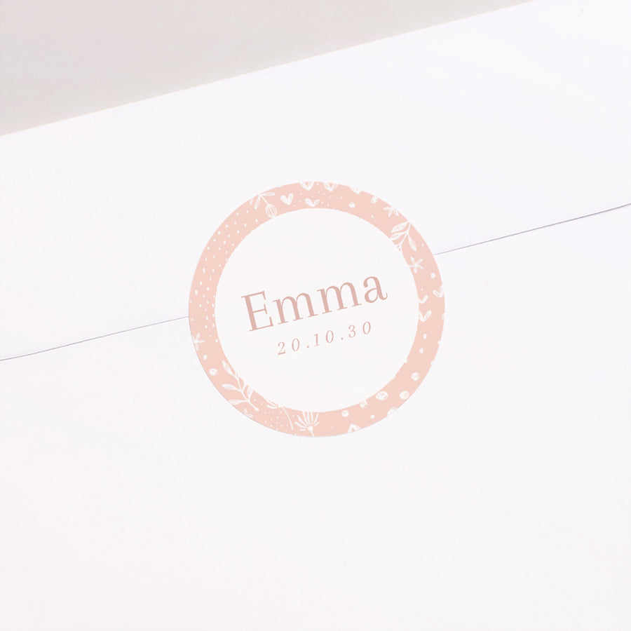 Sticker Geburt Rund Rosenfelder foto