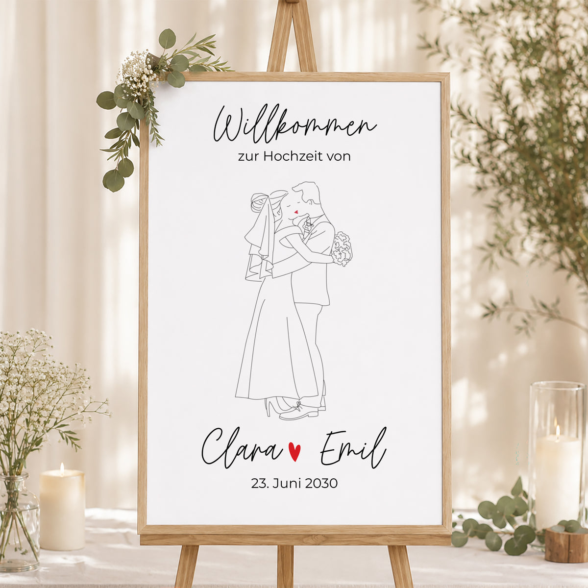 Begrüßungstafel Hochzeit Porträt 60 x 90 cm foto N° 1