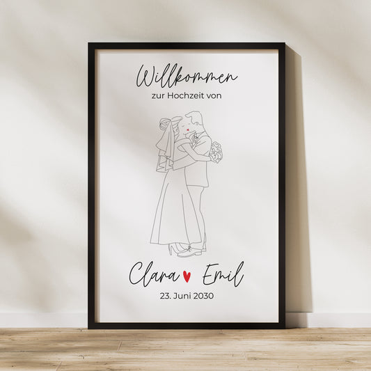 Begrüßungstafel Hochzeit Porträt 60 x 90 cm foto
