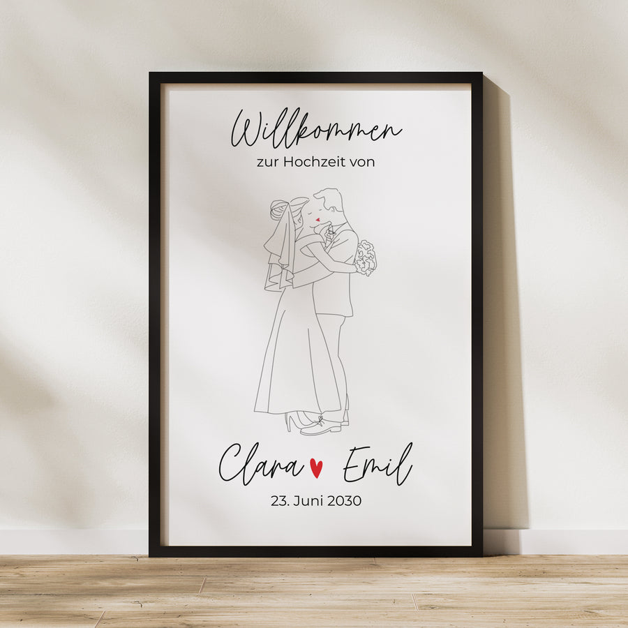 Begrüßungstafel Hochzeit Porträt 60 x 90 cm foto
