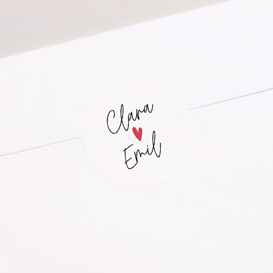 Sticker Hochzeit Rund Die glücklich Verheirateten foto