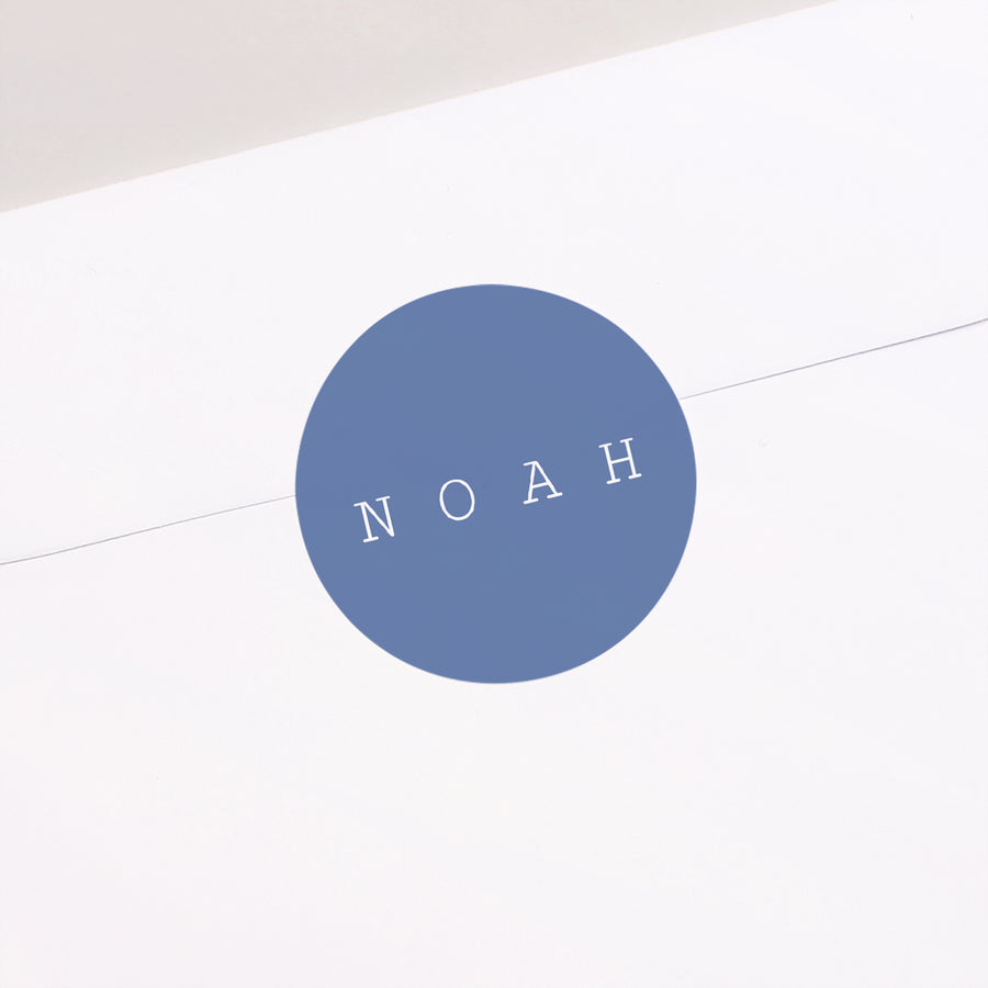 Sticker Taufe Rund Blau eingerahmt foto