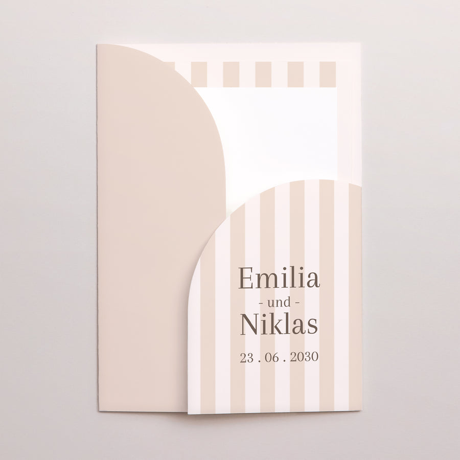 Hochzeitseinladung Hülle für 2 Karten Beige Streifen foto