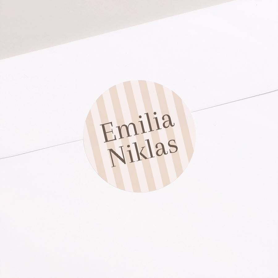 Sticker Hochzeit Rund Beige Streifen foto