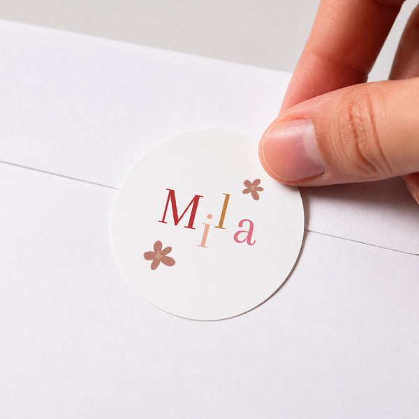 Sticker Geburt Rund Typo Farben foto