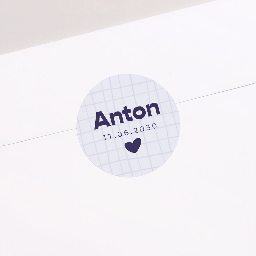 Sticker Geburt Rund Gitternetz in Lavendelfarbe foto
