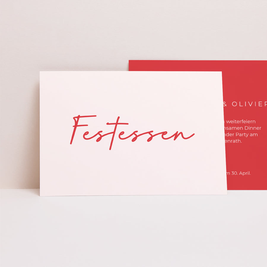 Beilegekarte Hochzeit Landschaft Rot & Creme II foto