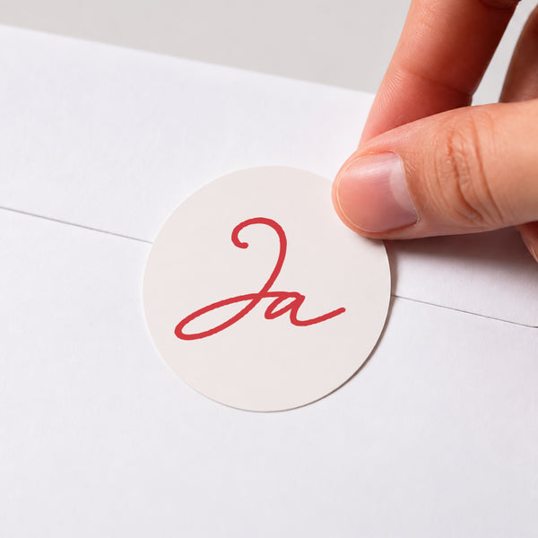 Sticker Hochzeit Rund Rot & Creme II foto