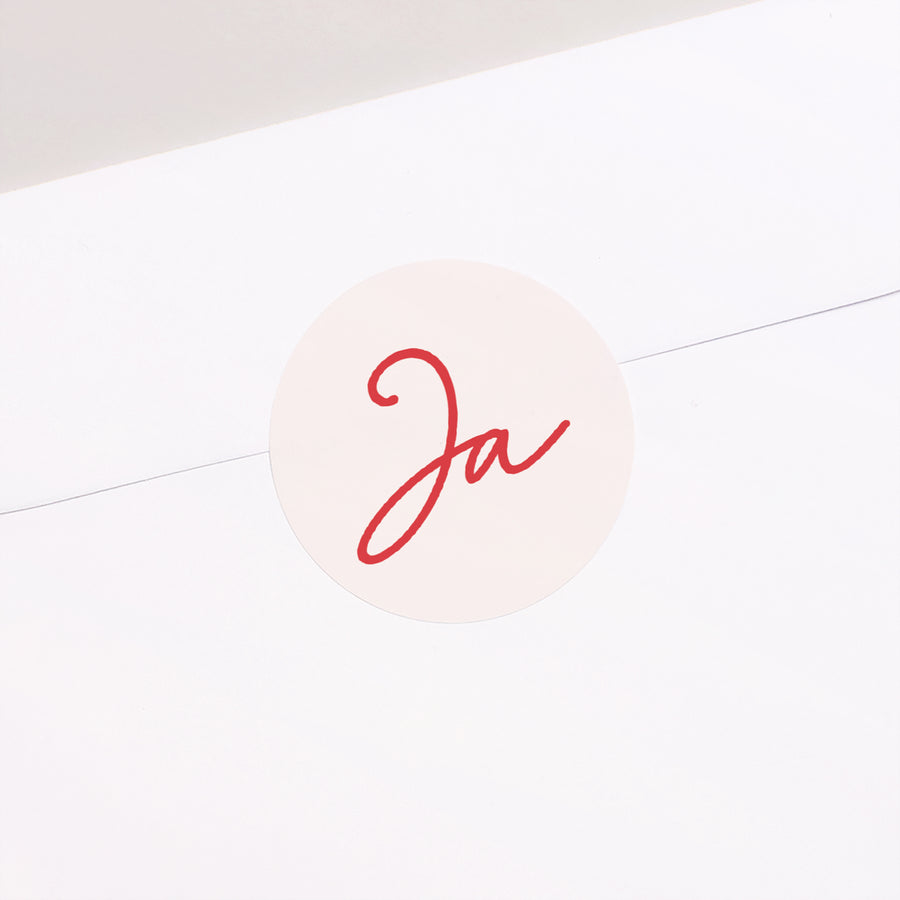Sticker Hochzeit Rund Rot & Creme II foto