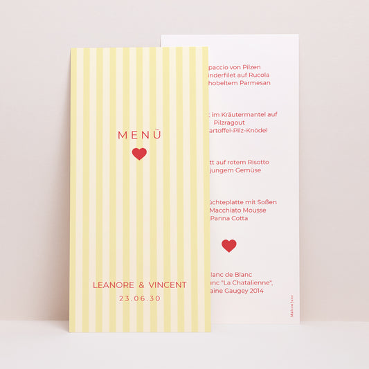 Menükarte Hochzeit Panoramatisches Porträt Gelbe Sonne foto