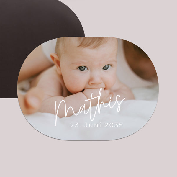 Dankeskarte Geburt ovale Landschaft Single baby foto