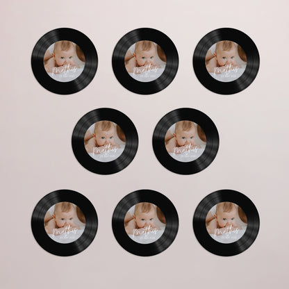 Geburtskarte Set von 8, magnetisch, rund, Ø 10 cm single baby foto N° 3