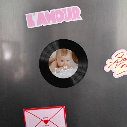 Geburtskarte Set von 8, magnetisch, rund, Ø 10 cm single baby foto N° 4