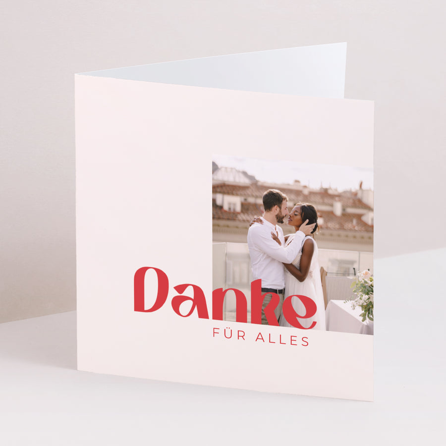 Dankeskarte Hochzeit Doppelflügelfenster Ja Herz. foto