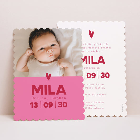 Geburtskarte Porträt, Keksränder Flashy foto