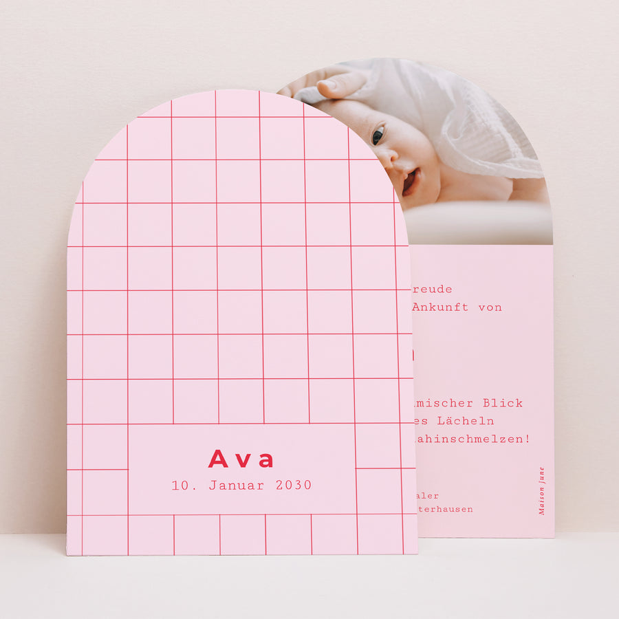 Geburtskarte Kleine Arche Neuer Vichy Pink foto