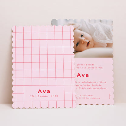 Geburtskarte Porträt, Keksränder Neuer Vichy Pink foto N° 1
