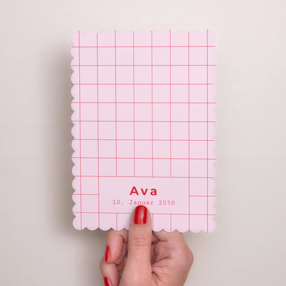 Geburtskarte Porträt, Keksränder Neuer Vichy Pink foto N° 2