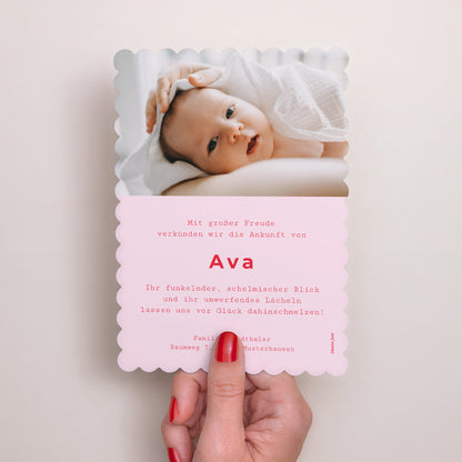 Geburtskarte Porträt, Keksränder Neuer Vichy Pink foto N° 3
