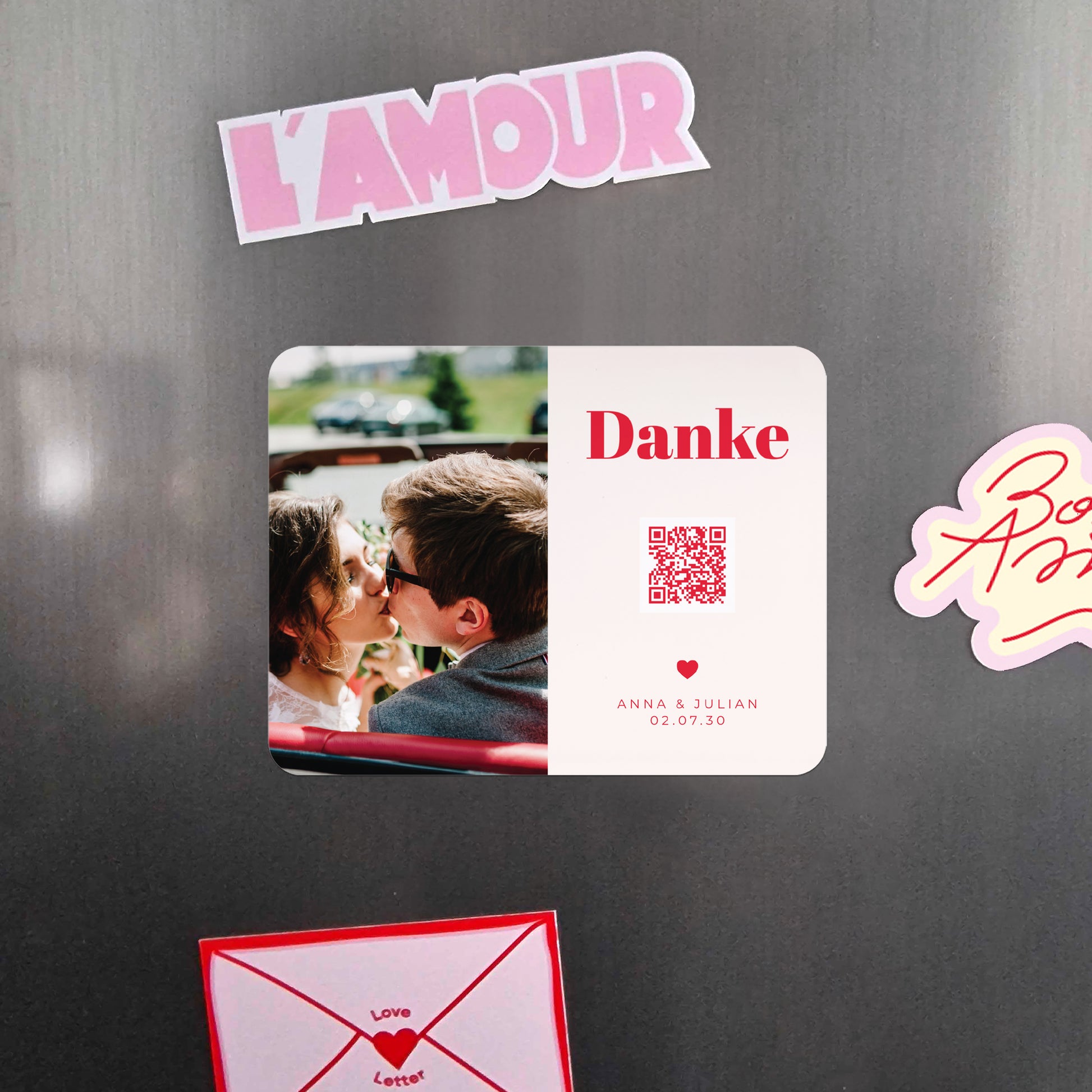 Dankeskarte Hochzeit Set von 8, magnetisch, Landschaft, rechteckige abgerundete Ecken Wir sagen ja foto N° 4