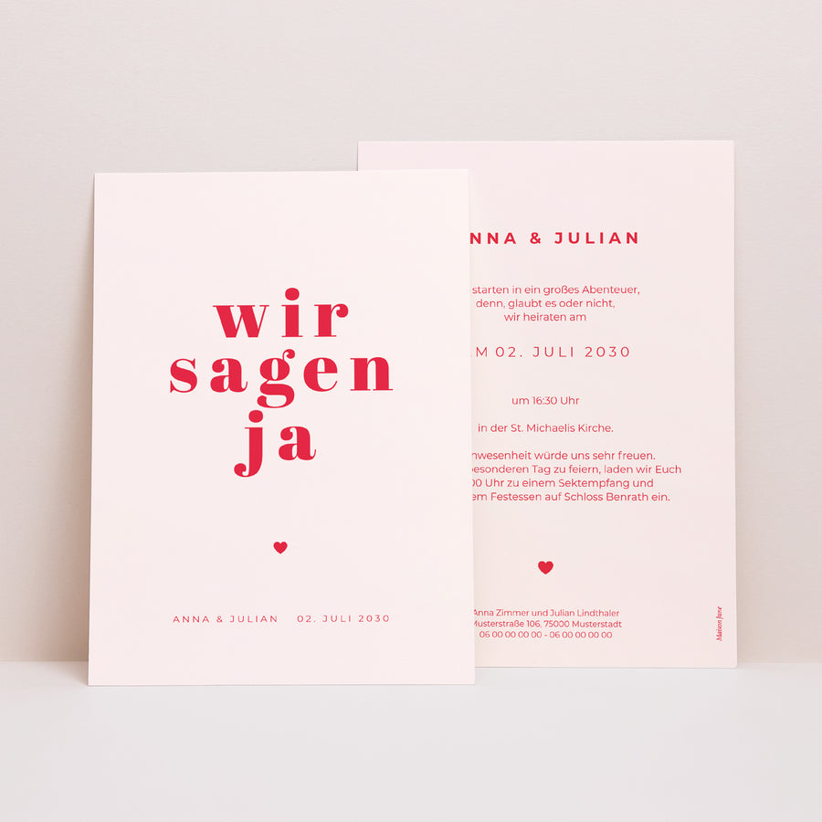 Hochzeitseinladung Wir sagen ja foto