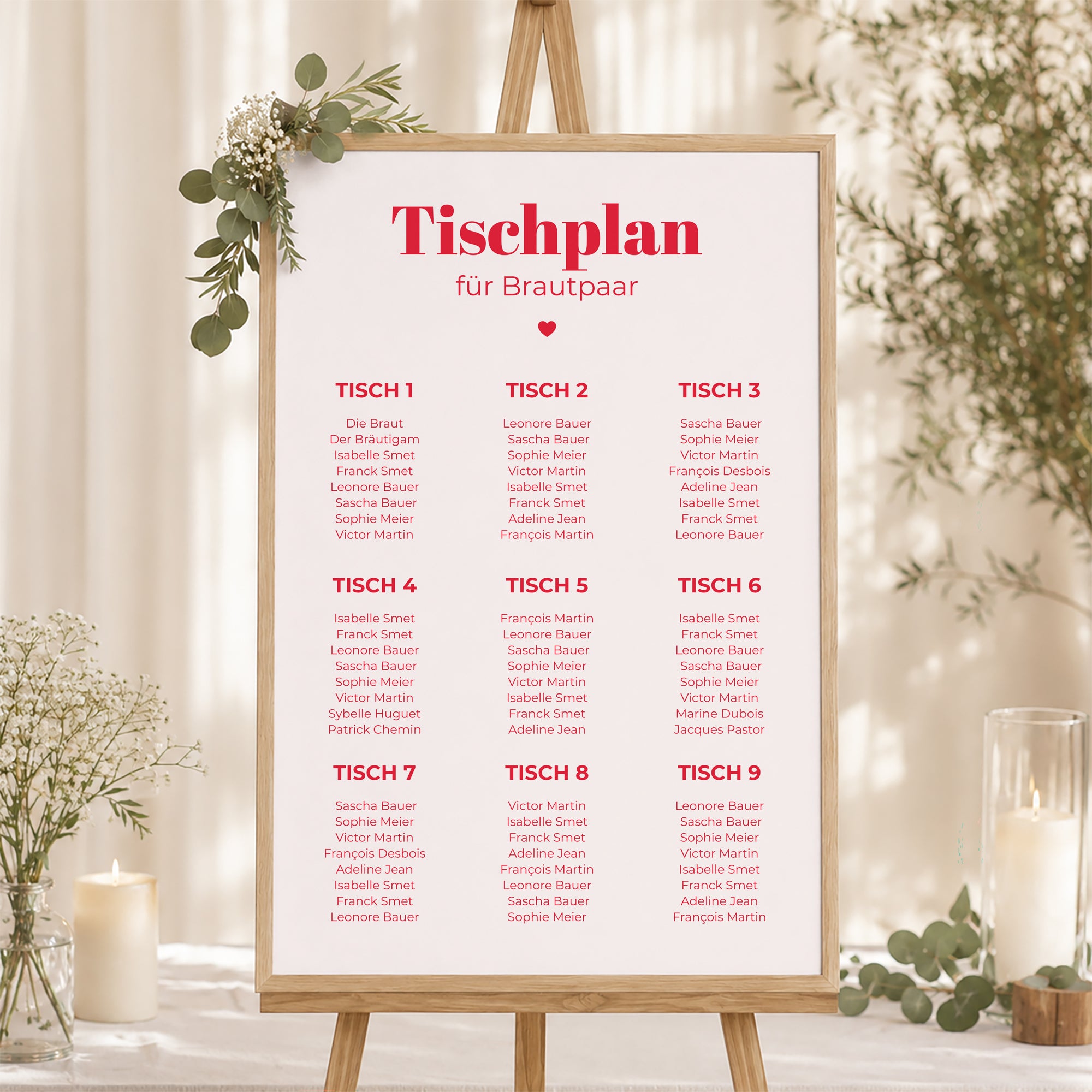 Sitzplan Hochzeit Porträt 60 x 90 cm Wir sagen ja foto N° 1