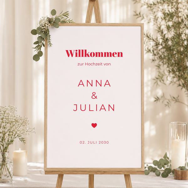 Begrüßungstafel Hochzeit Porträt 60 x 90 cm Wir sagen ja foto