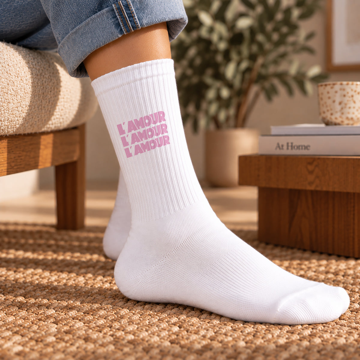 Damensocken Weiße Die rosa Liebe foto N° 2