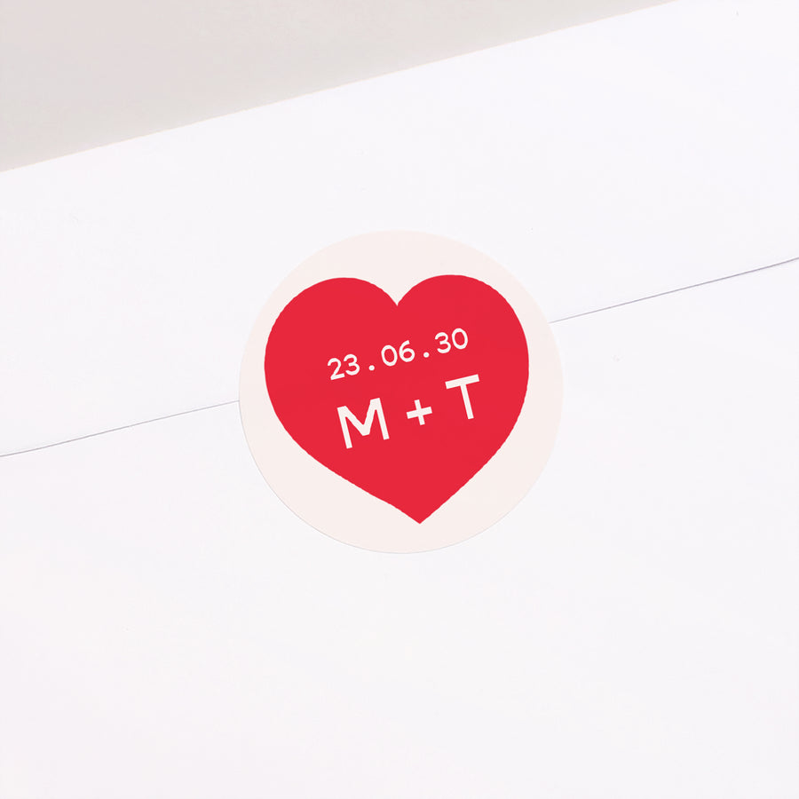 Sticker Hochzeit Rund Liebe in den Achtzigern Rot foto