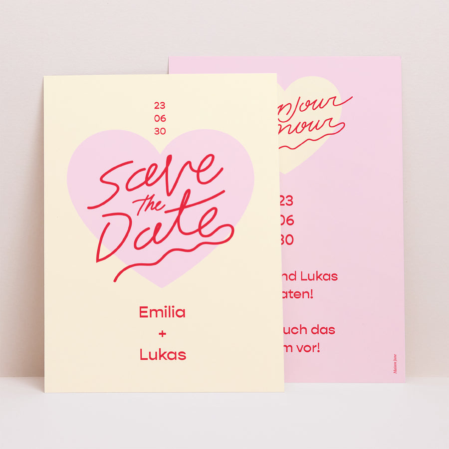 Save the date Karte Hochzeit Porträt Hallo Liebe Vanille. foto