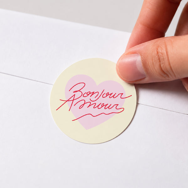 Sticker Hochzeit Rund Hallo Liebes Vanille. foto