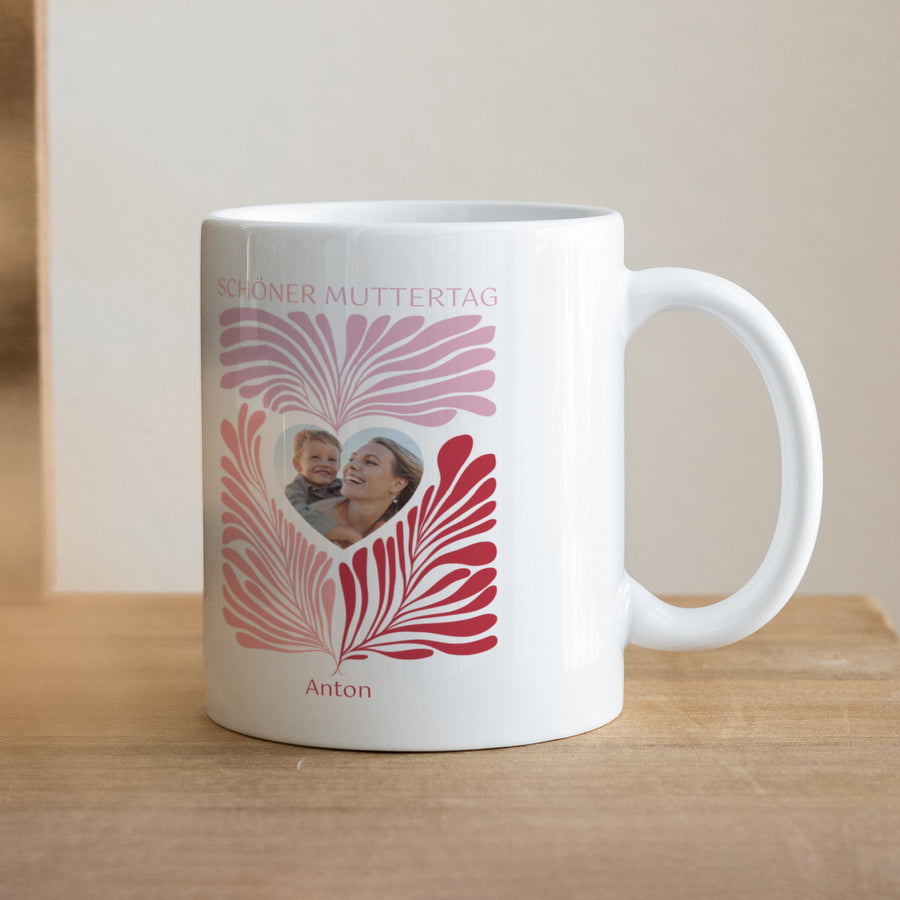 Tasse Objekte Weiß Rosa Laubwerk foto