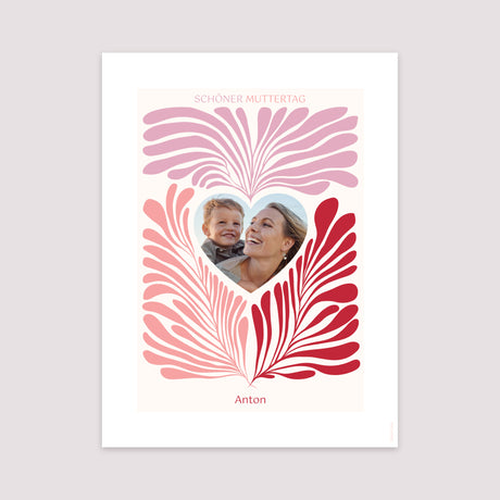 Poster Objekte Porträt Rosa Laubwerk