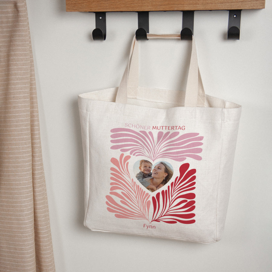 Tote bag Objekte Tragehenkel Rosa Laubwerk foto