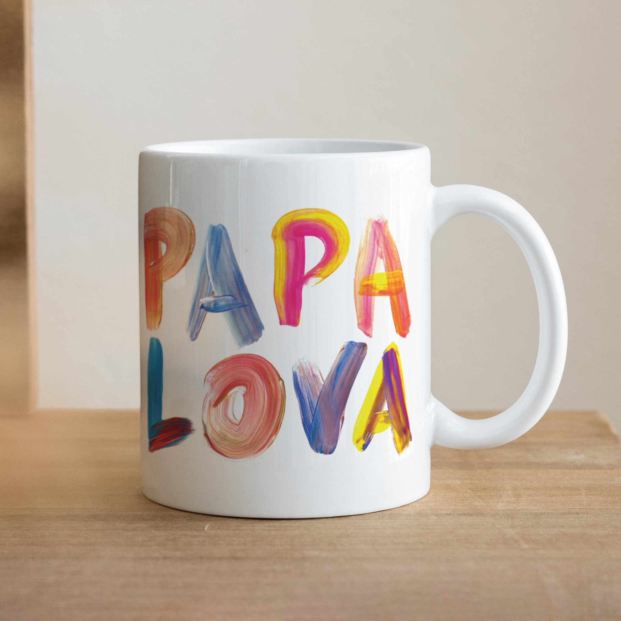 Tasse Objekte Weiß PAPA LOVA COLORS -> PAPA LOVA FARBEN foto N° 1