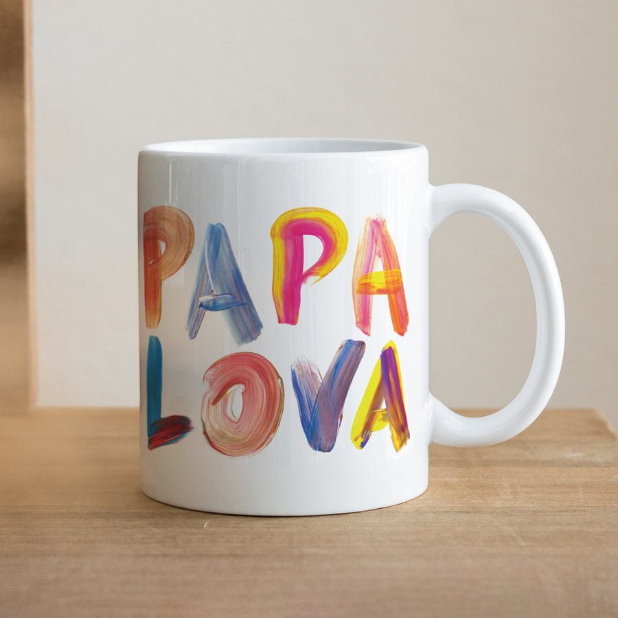 Tasse Objekte Weiß PAPA LOVA COLORS -> PAPA LOVA FARBEN foto