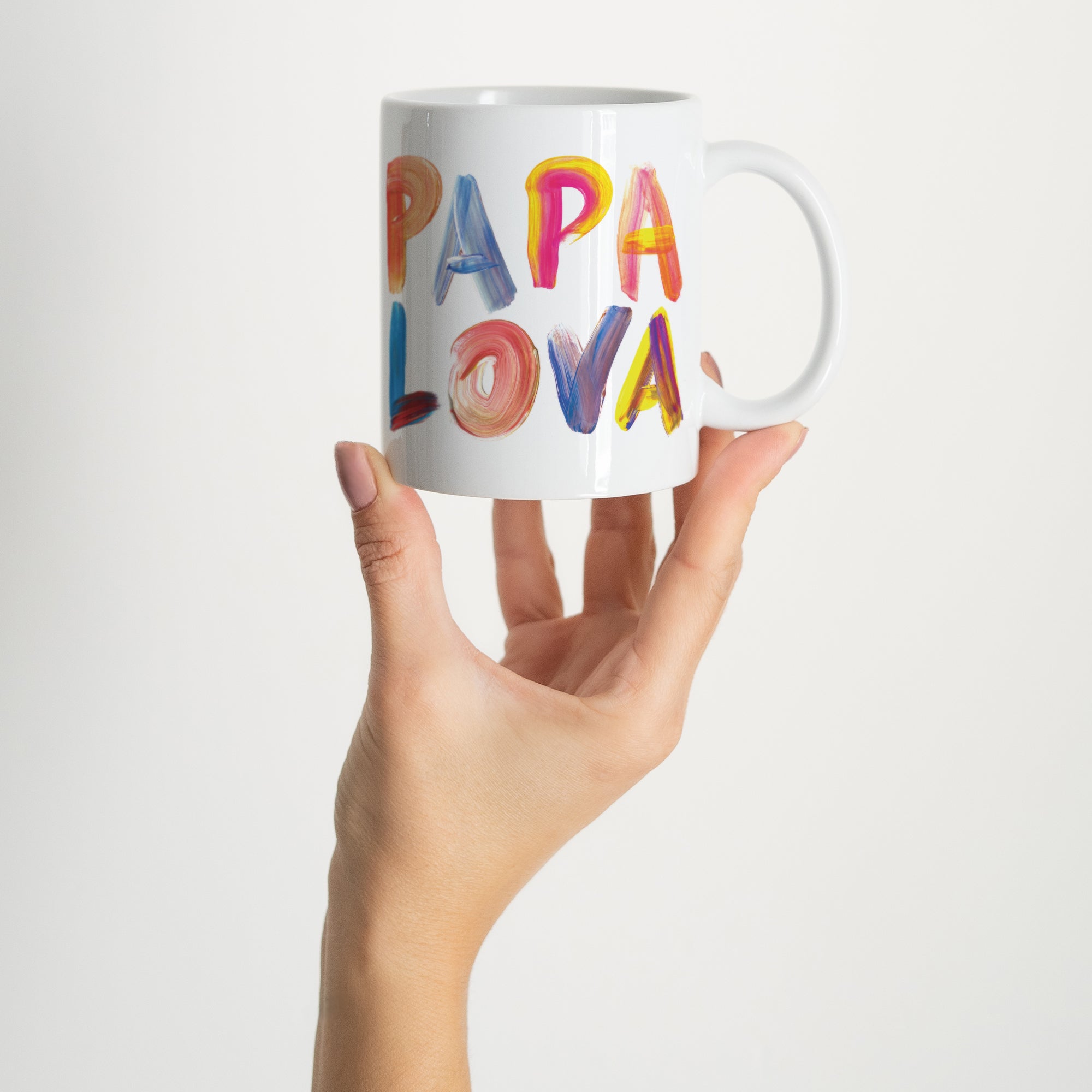 Tasse Objekte Weiß PAPA LOVA COLORS -> PAPA LOVA FARBEN foto N° 2