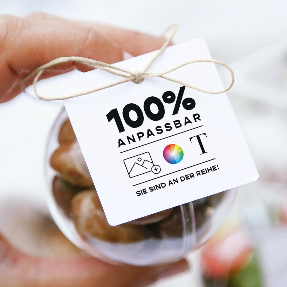 Geschenkbox Hochzeit Kugel mit quadratischem Etikett Mach es selbst VI foto