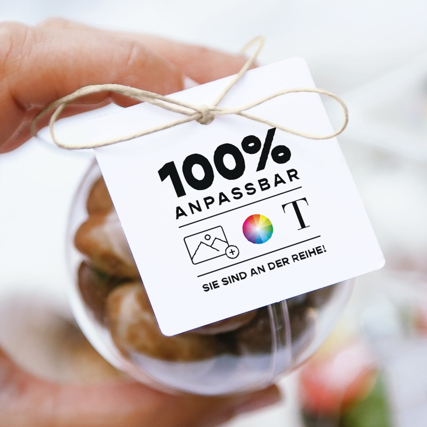 Geschenkbox Hochzeit Kugel mit quadratischem Etikett Mach es selbst VI foto N° 1